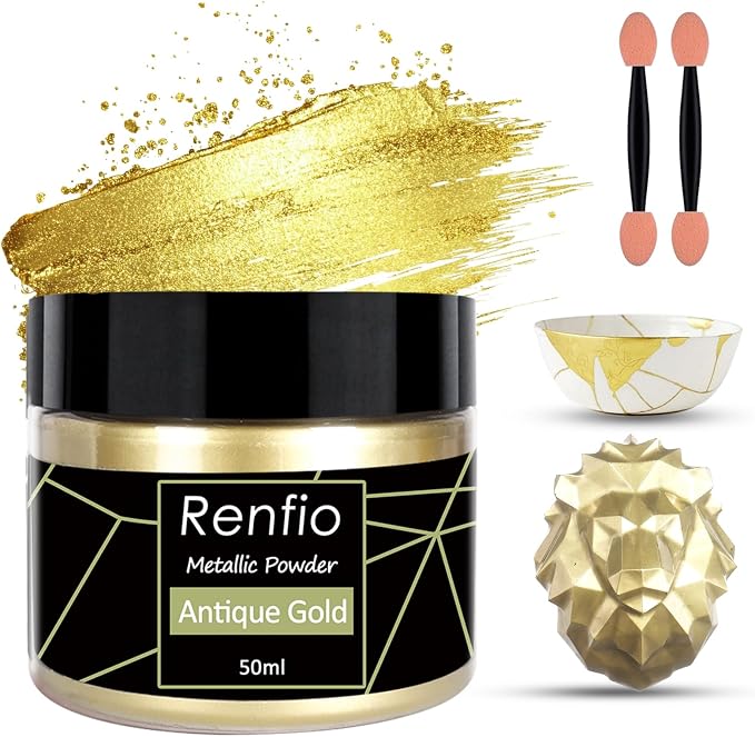 Renfio Metallic Pigment Powder,Gold Mica Powder for Resin