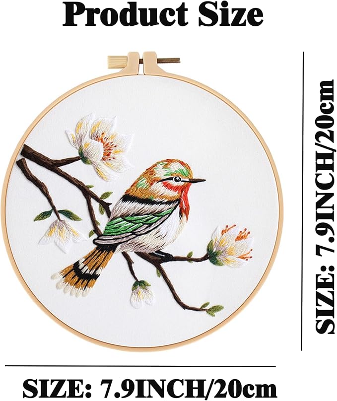 GLTAYLMY 3 Sets Embroidery Kit for Beginners Needlepoint Cross Stitch Kits for Adults,Stitch Learning DIY Kit with Easy Instruction,Stamped Bird Embroidery Patterns,Hoop,Threads,Sewing Hobby