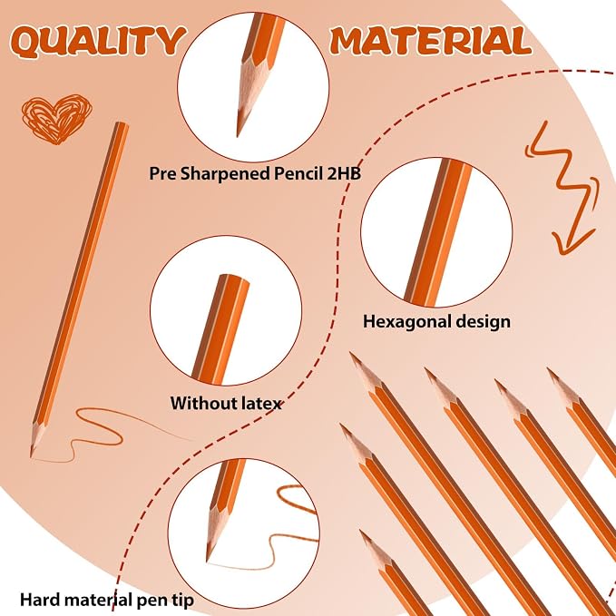24 Pack Orange Colored Pencils for Kids, Pre-sharpened Art Pencils Back to School Supplies Set, Drawing Sketching Pencils for Students, Teachers, Classroom