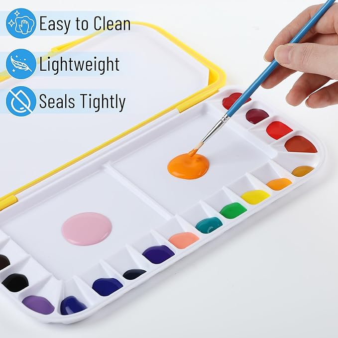Mr. Pen- Airtight Watercolor Palette with Lid, 18 Wells & 2 Mixing Areas (Pack of 2)