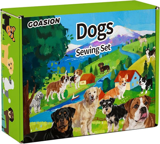 GOASION Sewing Kit for Kids, 12 Pcs Dog Craft Set, Ages 5+