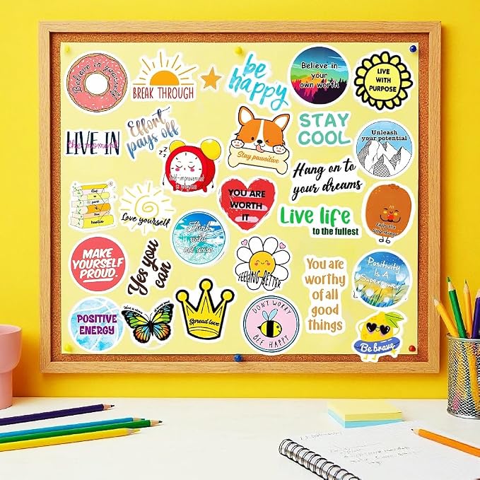 300PCS Cute Inspirational Stickers for Water Bottles, Motivational Stickers for Adults, Teens, Teachers, Vinyl Waterproof Laptop Sticker for Journaling Scrapbooking Vision Board Supplies
