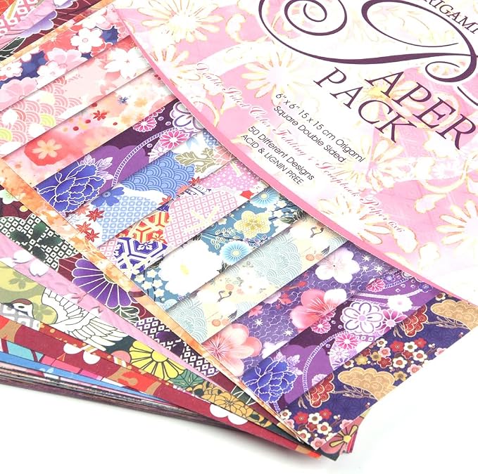 Origami Paper 100 Sheets, 6-Inch Square Double Sided Colored Craft Paper | 70GSM colorful paper,100 Vivid Pattern Origami Kit,DIY Hand Crafts,Arts Creativity,Easy to Fold,No-Fading.Bohemian Blossom