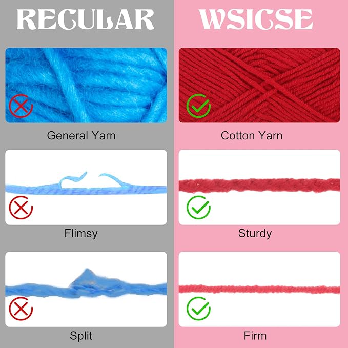 4 Pack Crochet Yarn, 560 Yard Soft Pink Yarn for Hand Knitting Decor Gifts | 60% Cotton, 40% Polyester, 4 x 50G Skeins, for Crochet and Knitting, Soft, Durable, for 3-4 mm Needles, 2-3 mm Crochet Hooks