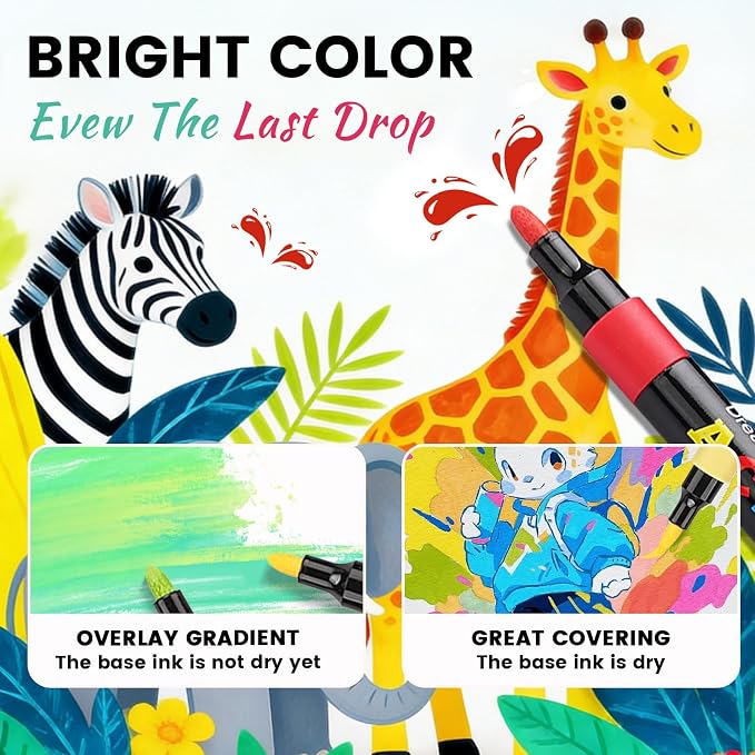 Acrylic Paint Markers Bulk, 72 Pack 12 Colors Medium Tip for Teacher School