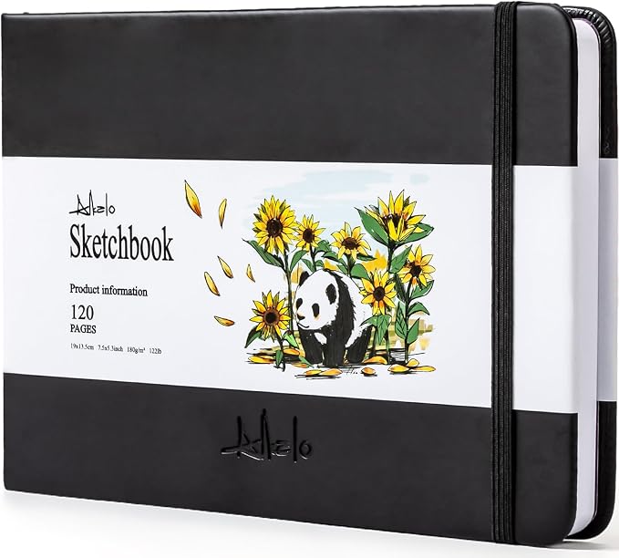 Sketchbook for Drawing, 120 Pages Sketch Book, 122LB/180GSM Thick Paper | Mixed Media Sketchbook for Charcoal Pencil, Inks Pen, Colored Pencil, Acrylic Marker, Oil Pastel