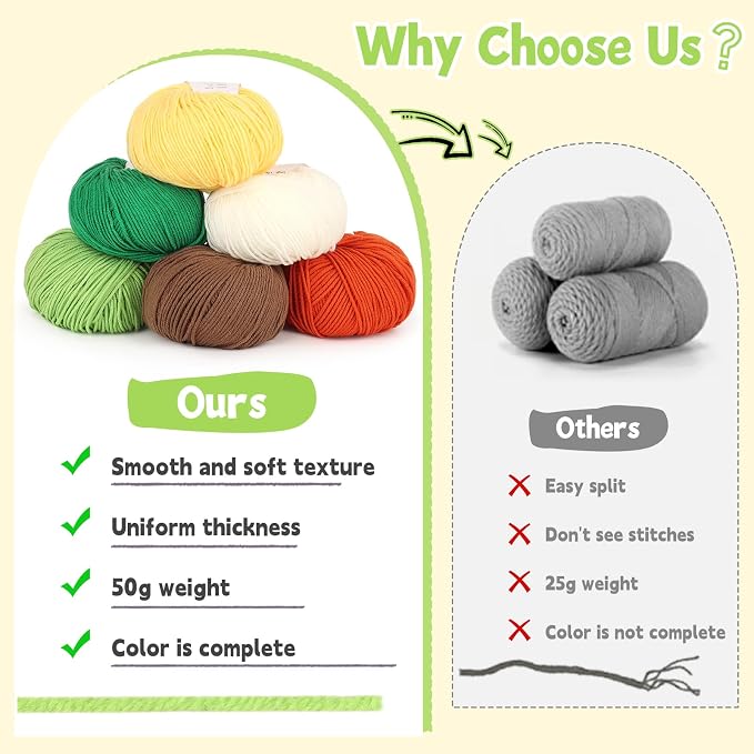 Katech Cotton Acrylic Blend Yarn for Crocheting-Crochet Yarn(Grass Green) | 55% Cotton 45% Acrylic#3 DK (Light)-Super Soft Milk Cotton Yarn-Great Crochet and Knitting Starter Kit for Colorful Craft