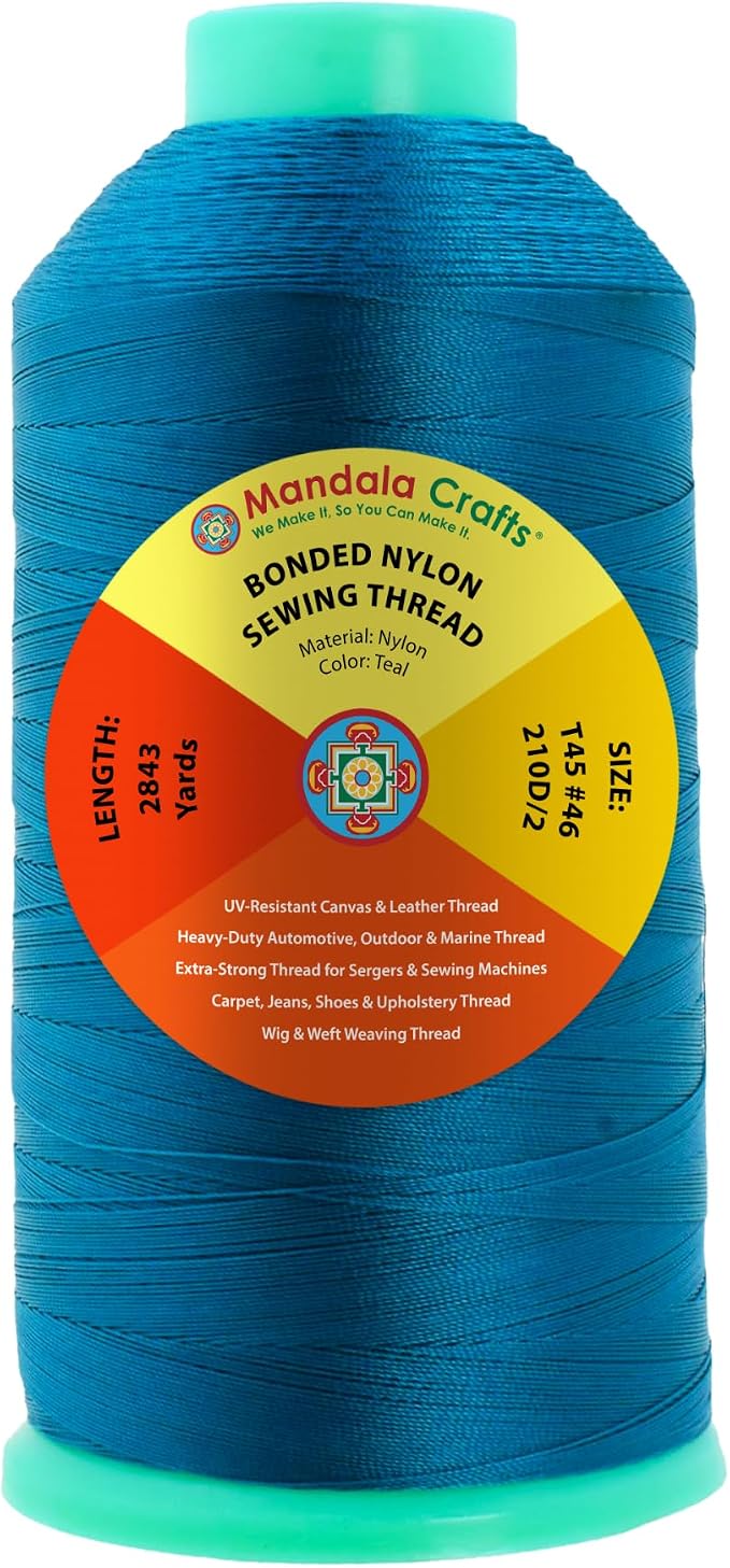 Mandala Crafts Size 46 210D T45 Teal Bonded Nylon Thread, 2843 YDs