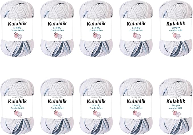 500g(10x50g) Acrylic Yarn for Crocheting and Knitting, Colorful Gradient Yarn Thread, 10 Rolls Skeins, Multicolor Hilo Acrílico, Perfect for DIY Crafts Project
