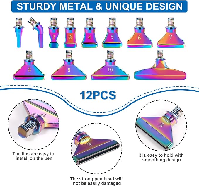 Snewvie Diamond Painting Pen Accessories Tools Set,1PCS Diamond Art Pen and 12Pcs Colorful Metal Screw Thread Multi Placer Tips,Diamond Painting Drill Pens for DIY Diamond Art