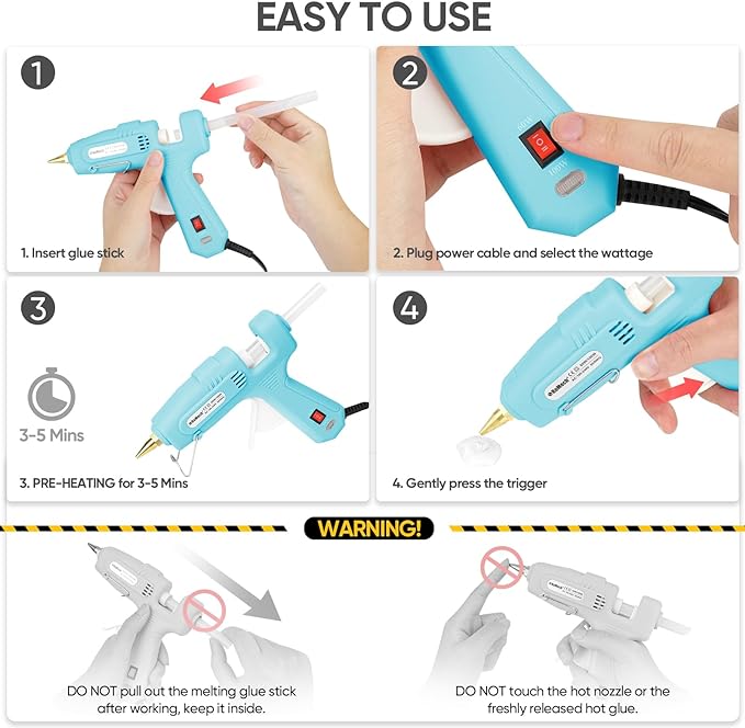 RoMech 60/100W Dual Temp Hot Glue Gun and Sticks Set, Full Size with Case