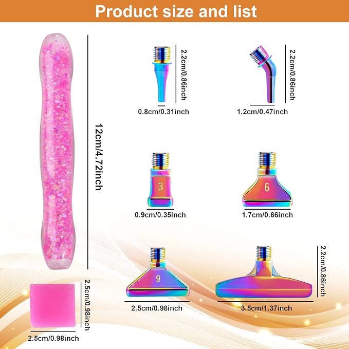 Snewvie Diamond Painting Pen Accessories Tools Set,1PCS Luminous Diamond Art Pen and 6Pcs Colorful Metal Screw Thread Multi Placer Tips