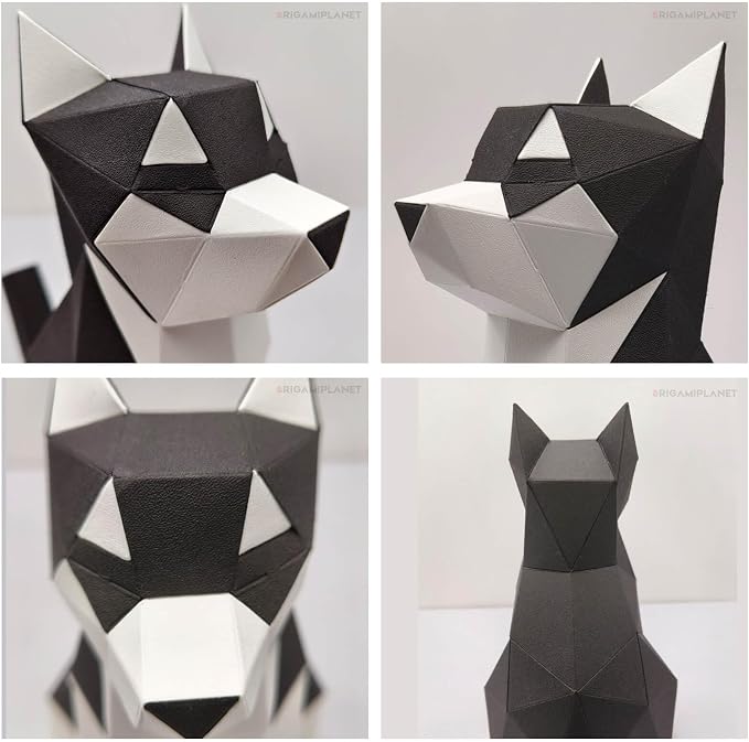 Husky 3D Origami Paper Craft Kit, Easy DIY Pre-Cut Dog Paper Sculpture Model for Adults, Cute Animal Handmade Home Decor Papercraft Gift Set for Beginners