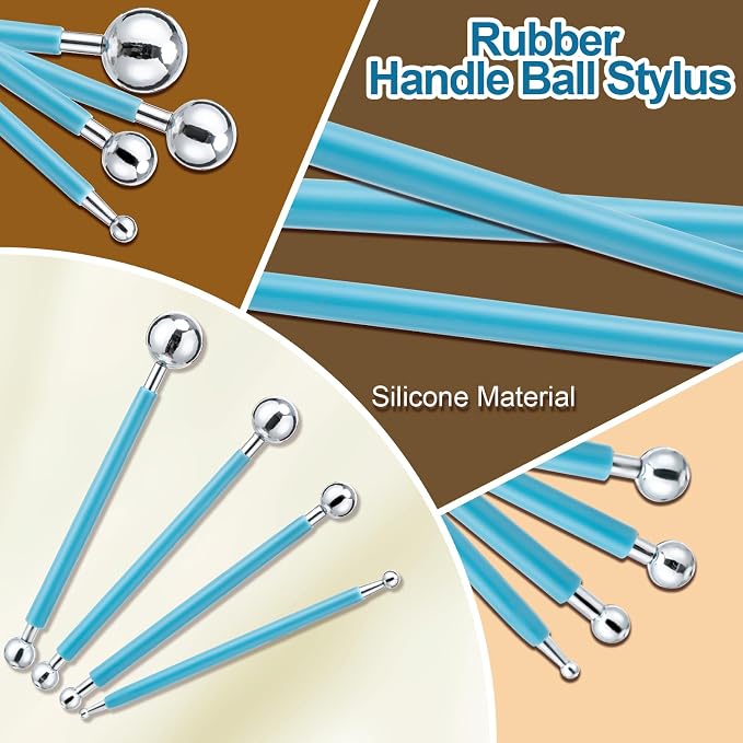 Amrules 14Pcs Double-Ended Stainless Steel Dotting Tools with Multiple Size | Lightweight & Versatile, Multiple Sizes for Precision Dots & Details, Ideal for Rock Painting, Pottery, Nail Art, and More