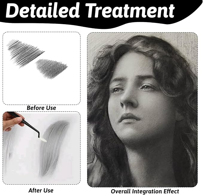 76 PCS Oil Pastel Blending Tools for Drawing, Blending Stumps and Paper Art Blenders Set with 60pcs Replacement Heads, Sponge Pens Sketch Drawing Tools for Highlighting Shadowing