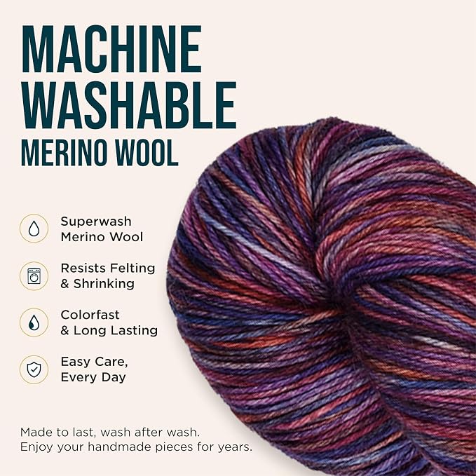 KnitPro Symfonie Fingering Weight Merino Wool Yarn 100g, Midnight Orchid