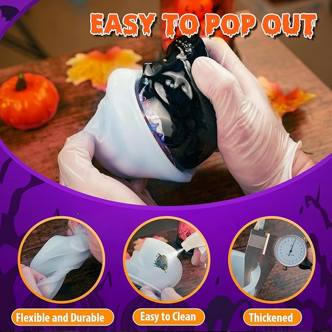 LET'S RESIN 3D Skull Resin Molds, 4 Size Silicone Mold Set for Epoxy Resin | for Candle Wax, Soap, Clay and Keychain Casting, DIY Craft Mold for Gothic Decor, Halloween Decorations and Gifts