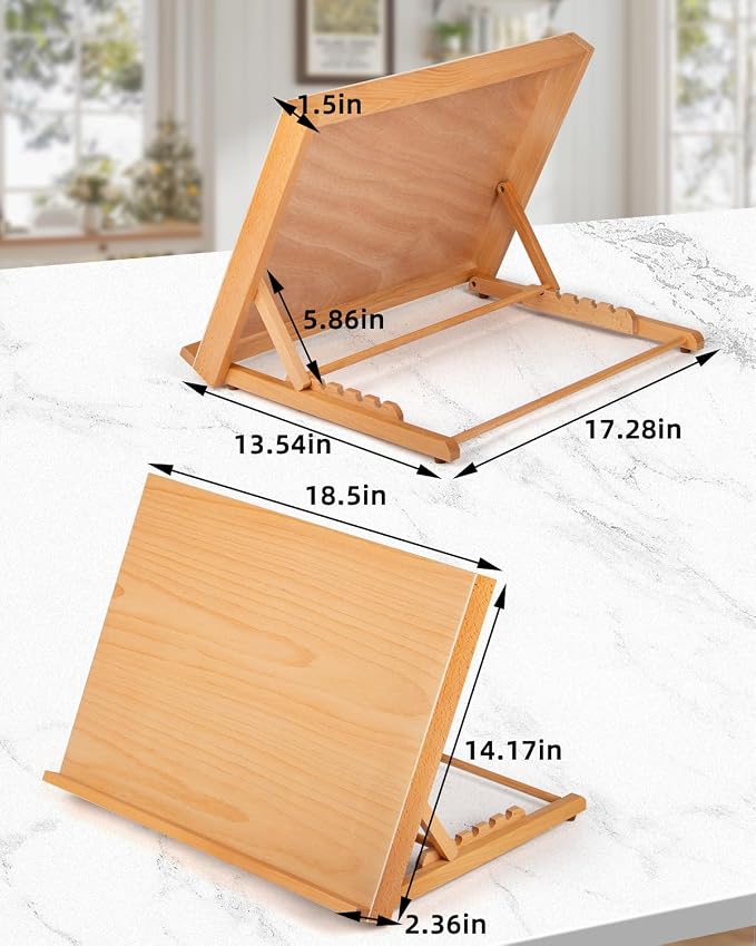 5-Position Tabletop Easel, Adjustable Angle Drafting Table Easel Drawing and Sketching Board, 18 1/2 Inches by 14 1/8 Inches