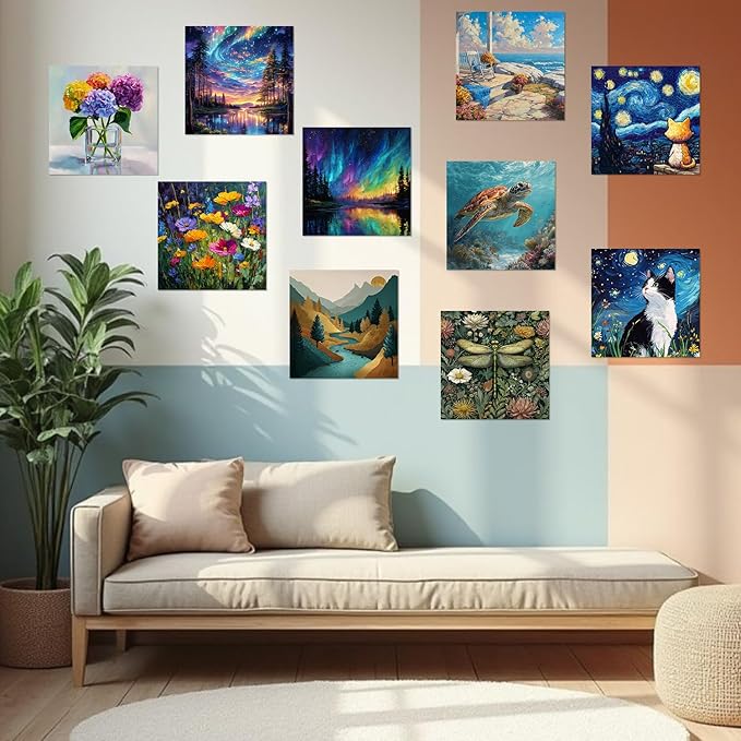 Framed Paint by Numbers Kit for Adults Beginner & Kids Ages 8-12 Flowers Adult Paint by Number Kits on Canvas with Easel Floral Painting by Numbers for Adults with Frame DIY Painting Kits 8x8 Inch