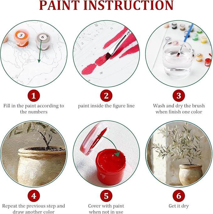 WUDWL Paint by Numbers Kit for Adults Framed Canvas, with Wooden Easel