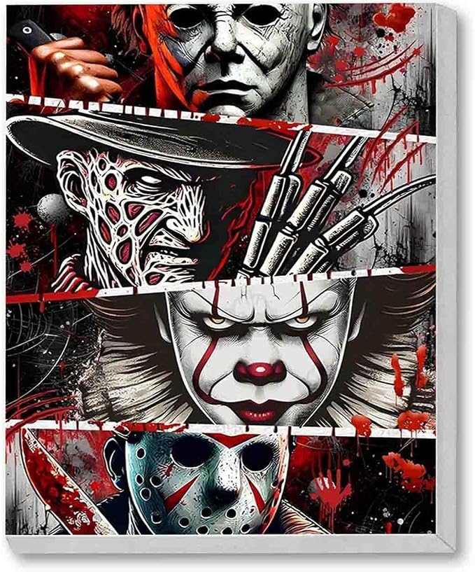 Horror Diamond Art Kits for Adults with Frame,Halloween Diamond Painting