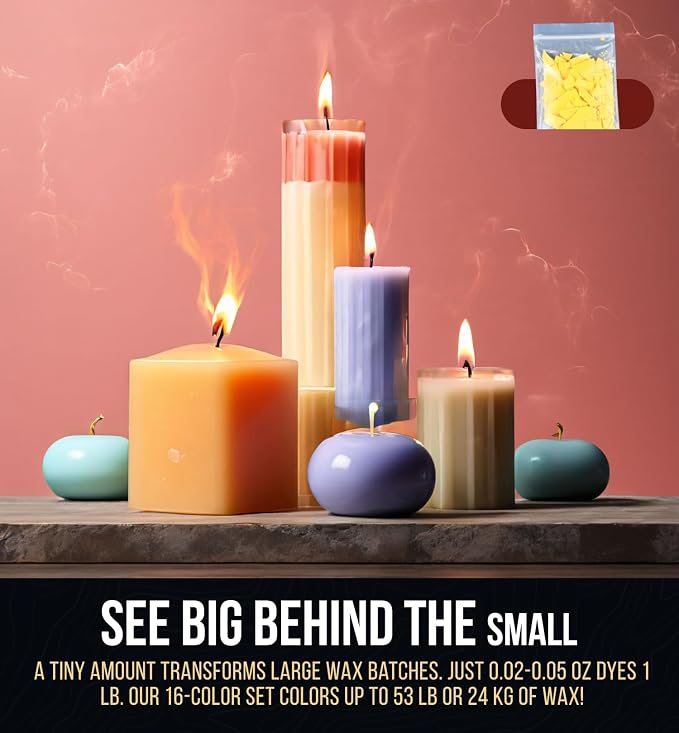 Craft911 Candle Color Dye - 24 Colors (3g Each) for Soy Wax Candle Making