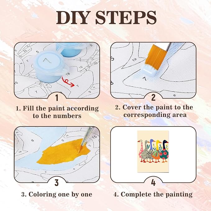 Duck Paint by Numbers Kit for Adults Beginner & Kids with Frame 8x12inch | Funny Ducks Adult Paint by Numbers, Easy Paint by Number Kits for Kids Ages 8-12, DIY Acrylic Painting Kits, Home Decor Gifts