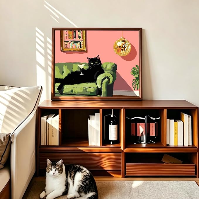 PHANTASYART Black Cat Paint by Numbers Kit for Adults 16x20inch | Paint by Number Adult, Funny Canvas Paint by Numbers for Adults, DIY Acrylic Adult Paint by Number Kits on Canvas