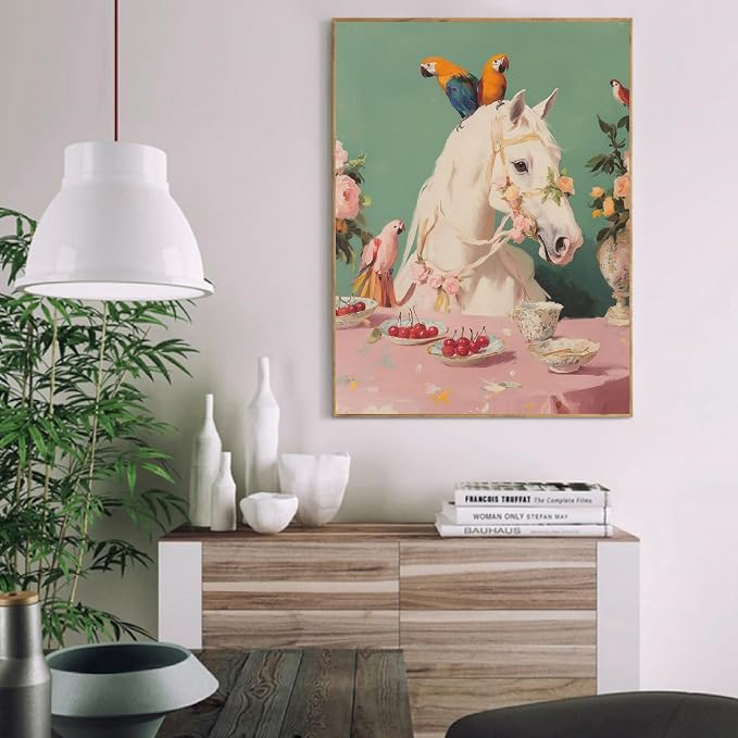 pchmcu Vintage Paint by Numbers Kits for Adults,Horse Parrot Paint by Number for Adults Beginner, Paint by Numbers Kits on Canvas for Home Wall Decor 16x20inch