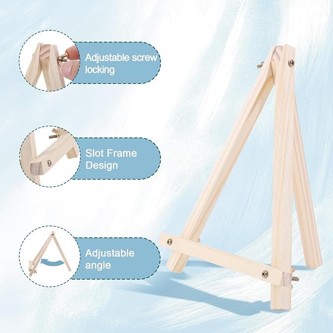 36 Pack 9 Inch Easel for Painting, Wooden Easel Stand Canvas Stand | Smooth Wood, Folds Flat for Storage, for Canvases, Photos, Signs, Weddings, Classrooms, Home Décor