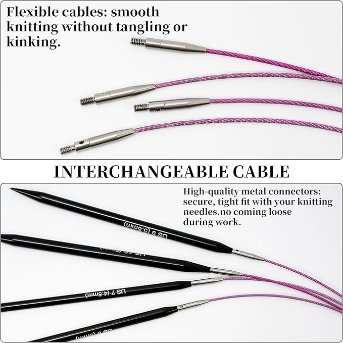 Froggod 4.53" (11.5cm) Interchangeable Circular Knitting Needles Set