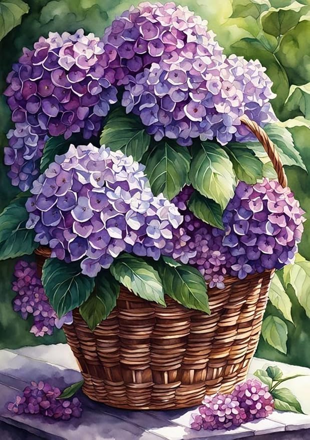 Diamond Art Kits for Adults,Hydrangea Flowers Diamond Painting Kits 12x16in