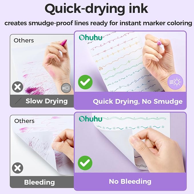 Ohuhu 12 Colors Brush & Fineliner Dual Tips Colored Drawing Pens for Adults