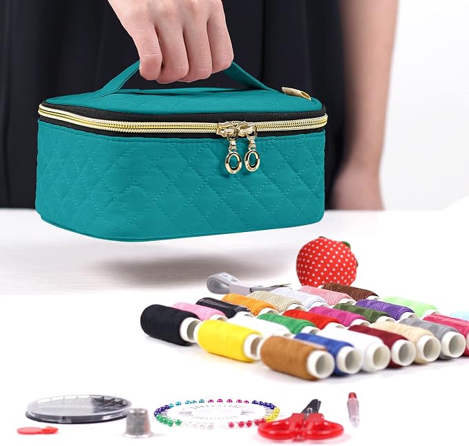 LoDrid Sewing Kit with 24 Color Threads and Sewing Accessories, Green
