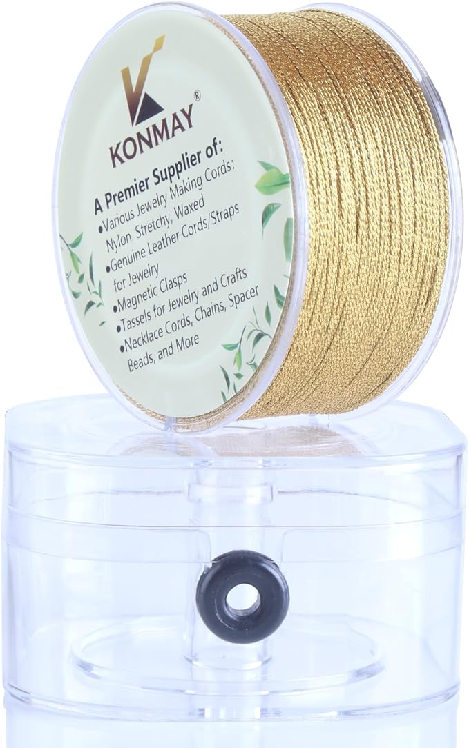 KONMAY 0.5mm Ornament String with Case, 326 Yards Golden and Silver Twine Thread for Jewelry Making, Crafting, Decoration, Gift Wrapping, Christmas Ornaments Hanging