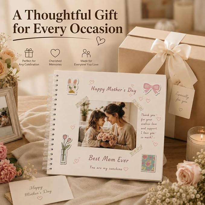 10x10 Inch DIY Scrapbook Album 40 Pages (20 Sheets), Hardcover Kraft Paper
