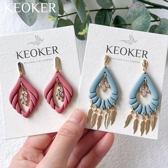 Keoker Scalloped Drop Polymer Clay Cutters,4 Shapes Polymer Clay Dangle Earring Cutters