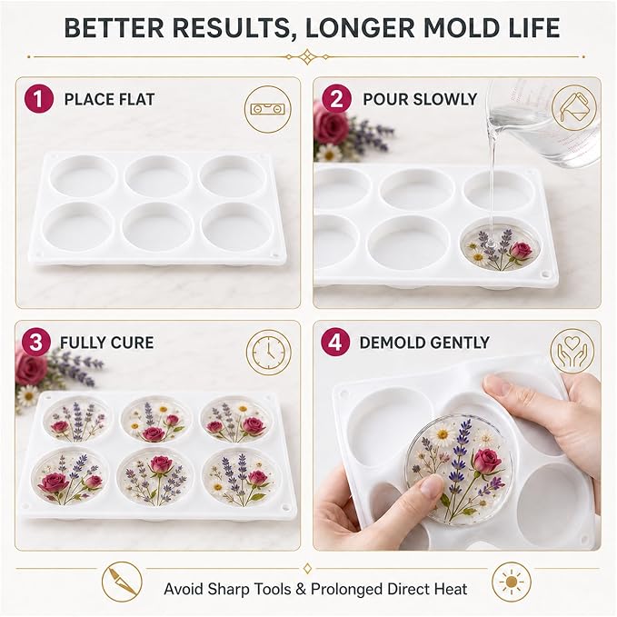3PCS 18-Cavity Coaster Resin Molds, Round Coaster Molds for Epoxy Resin | 4 Inches Deep Coaster Silicone Molds for Resin , Epoxy Coaster Molds for Flower Bouquet Preservation,Cups Mats, DIY Craft
