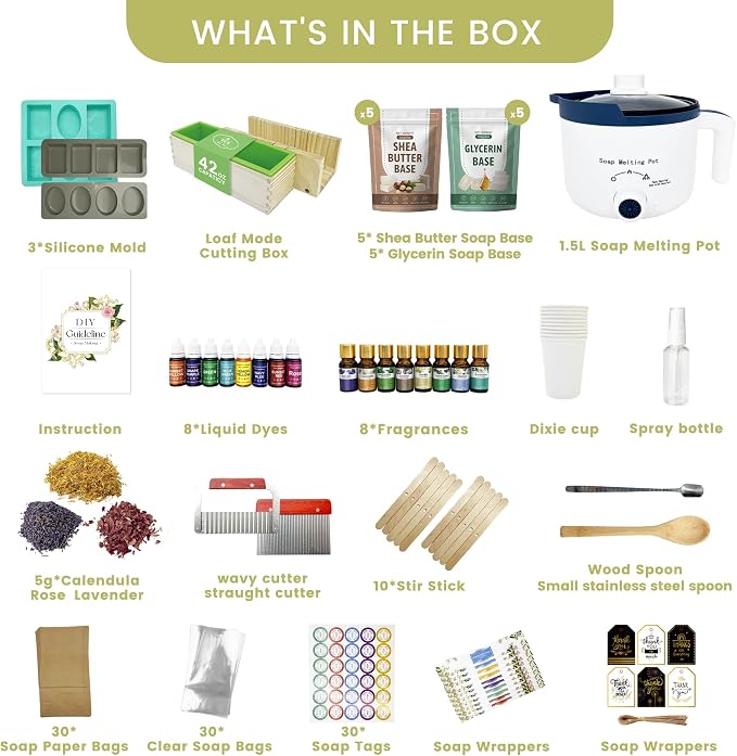 PIUH Deluxe Sopa Making Kit with Soap Supplies for Adults DIY Soaps Maker | DIY Soap Full Set Kits Includes Soap Melter, 4 lb Soap Base, 8 Essencial Oils, Silicone Loaf Molds & Scraper, Cutters, 8 Dyes
