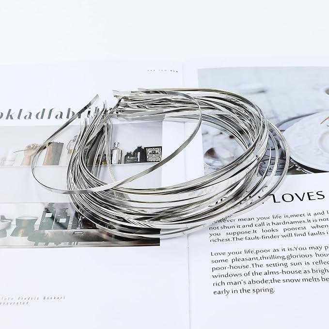 Dizila 30 Pack 0.3cm/0.12" Smooth Plain Blank DIY Craft Silver Thin Metal Headbands Frame Base Wire Hair Bands Accessories for Women Men Girls Teens Kids