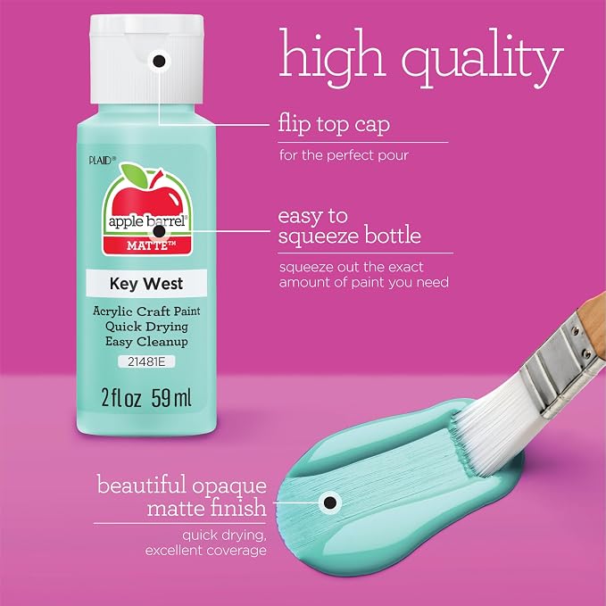 Apple Barrel, Pastel Dreams & Vivid Wonders Collection Acrylic Craft Paint, PROMOTCK, 2 fl oz each, 18 assorted matte colors, 18 count
