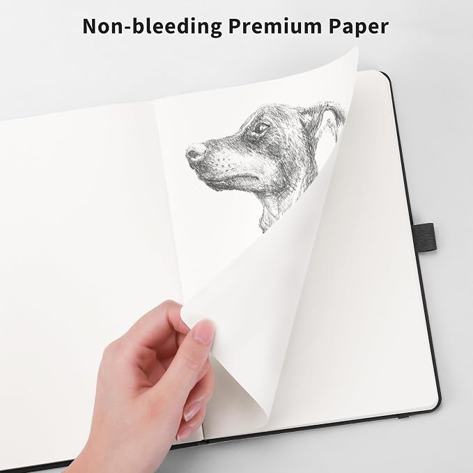 RETTACY Blank Journal Notebook, 192 Pages, A5 Medium Size (5.7'' x 8.3'') | Leather Hardcover, 100 GSM Thick Paper, for Sketching, Drawing, Painting (Rose gold)