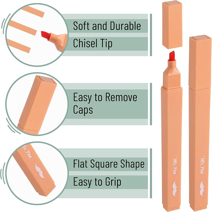Mr. Pen- Aesthetic Highlighters, 8 pcs, Chisel Tip, Summer Colors | Cute Highlighter Assorted Colors, Bible Highlighters and Pens No Bleed Highlighter for Bible Pages No Bleed