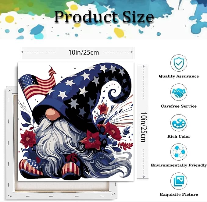 Paint by Numbers Kit for Adults,Gnome DIY Paint by Number With Frame | Paint by Number for Beginner,Adult Paint by Number,HD Color Canvas,DIY Tool Kits,Stress Relief Craft,Great Gift,10X10 inch
