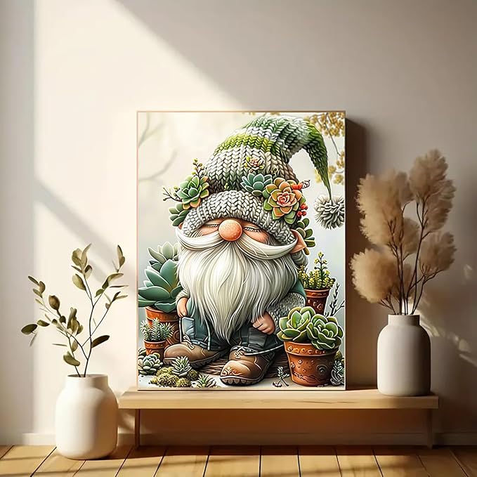 BYGFHLYW Easy Gnome Paint by Numbers Kit for Adults Beginner 16x20 in | Adult Paint by Number Kits on Canvas, DIY Painting with Numbers, Acrylic Oil Paints by Number Kits for Wall Decor