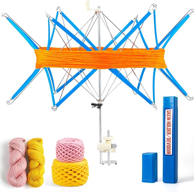 Yarn Swift, Stable Umbrella Holder for Skeins, Flexible Lightweight Design | Easy to Use, Foldable Metal Design, Height & Diameter Adjustable to Suit Space, Ideal Helper for Yarn Knitting Enthusiasts