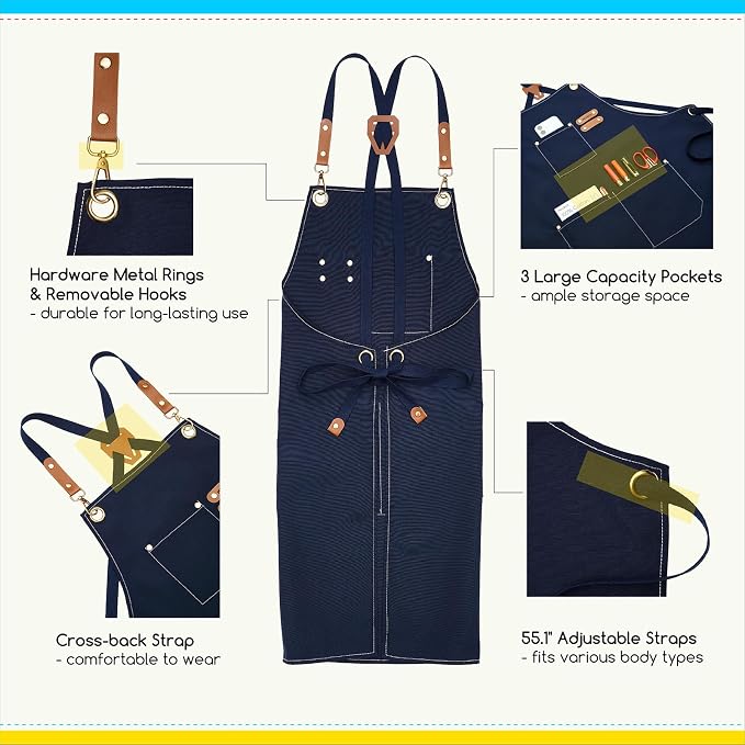 MEEDEN Painting Apron for Men Women: Adjustable Cross Back Waterproof