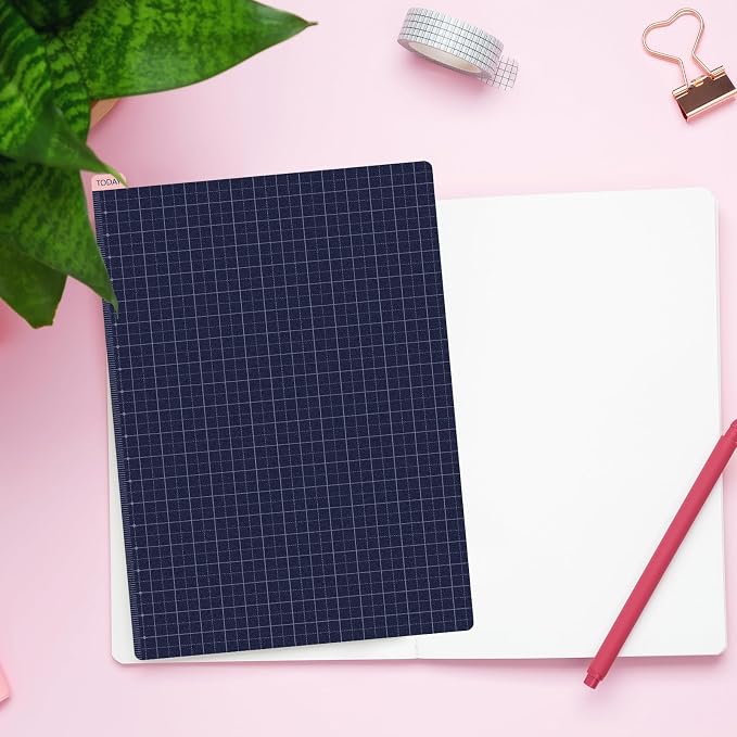 Thenshop 5 Pack A5 Navy Pencil Board Reusable Notebook Accessory, Flexibility Layout Grids Sturdy Cardboard with Ruler Scale