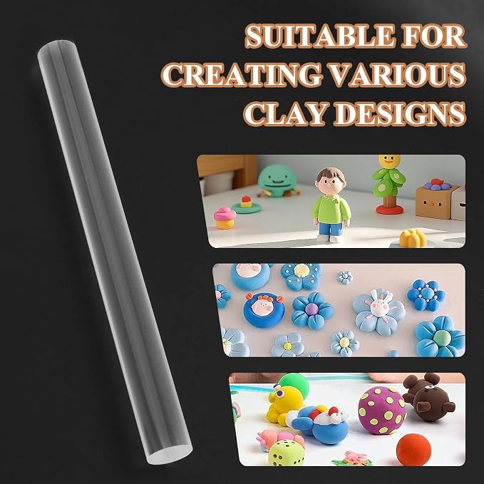 20 Pcs Acrylic Clay Roller, 6.5 Inch Round Tube Roller Pin Plastic Rolling Pin Clear Clay Bar Bulk for DIY Handmade, Art Craft DIY