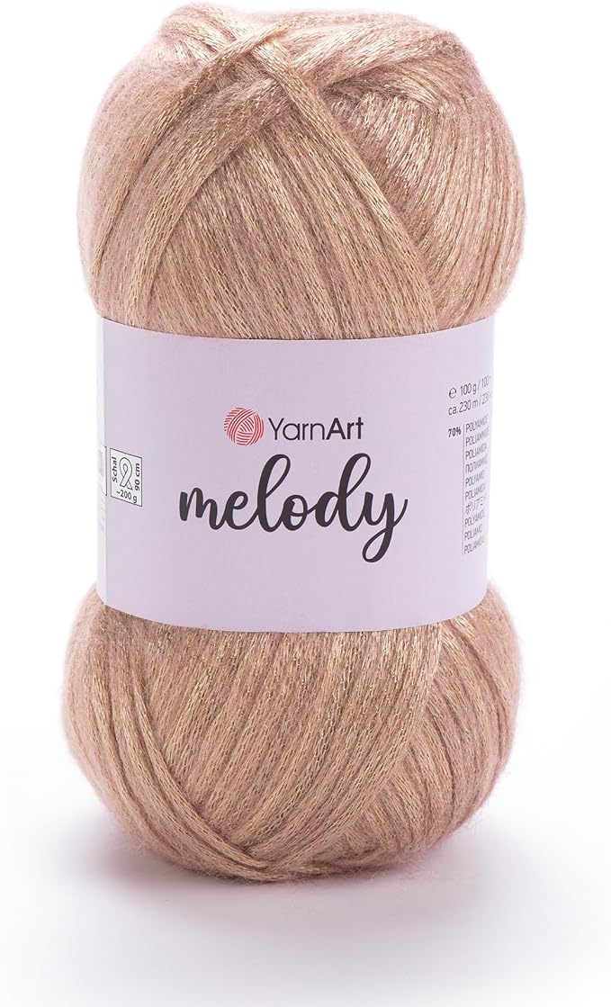 YarnArt Melody Variegated Chainette – Metallic Sheen Fiber for Knitting, Crochet & Embroidery, 100g (3.5 oz) Skein, 230m (251 yd), Premium Blend of 70% Polyamide 21% Acrylic 9% Wool (882)